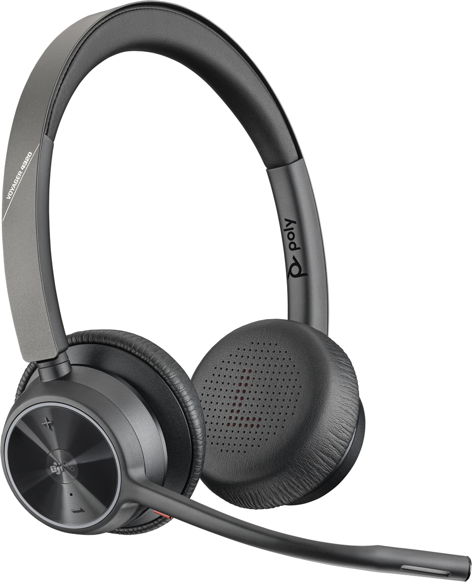 Poly HP Voyager 4320 UC Stereo USB-A Headset +BT700 USB-A Adapter +Charging Stand