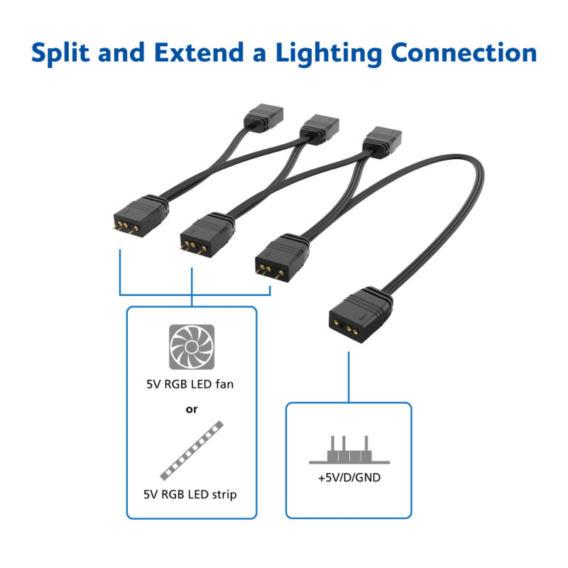 Akasa 1 till 6 ARGB Splitter 85cm