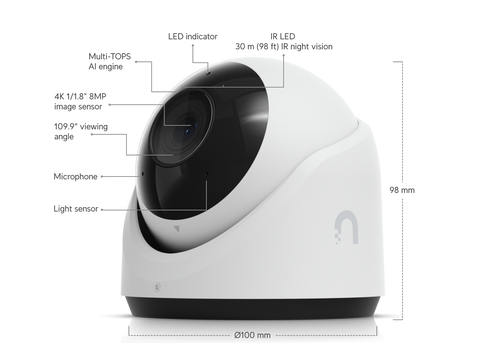 Ubiquiti UniFi Protect G6 Turret 4K-kamera i vit färg