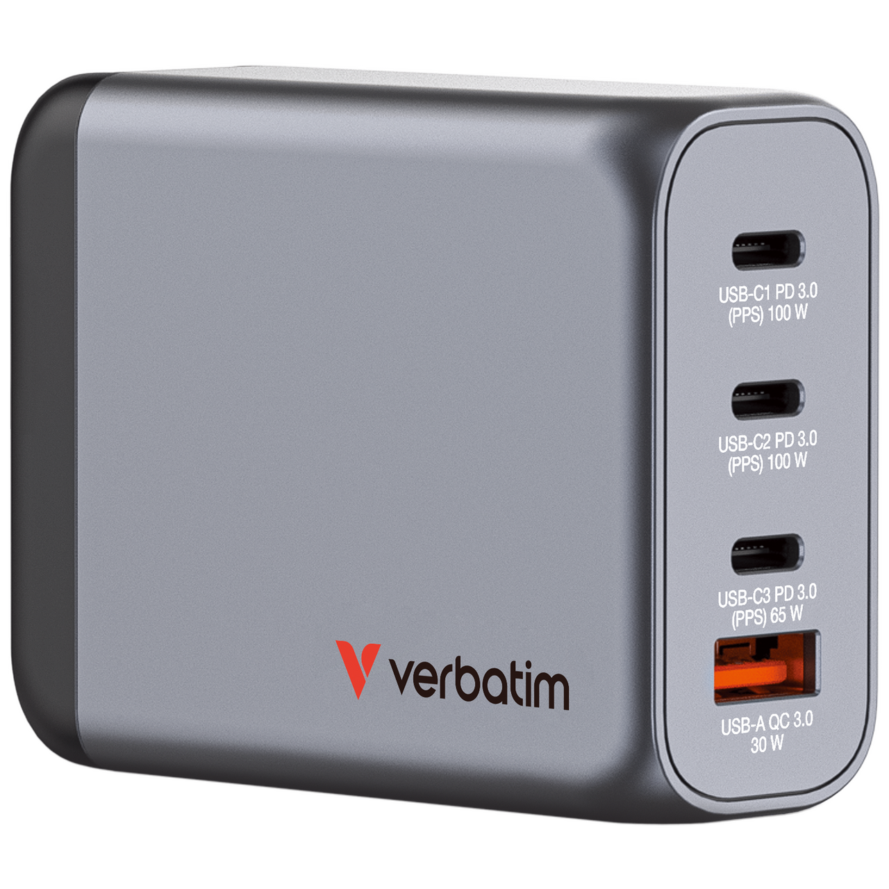 Verbatim 32202 100 W GaN-laddare med fyra USB-portar
