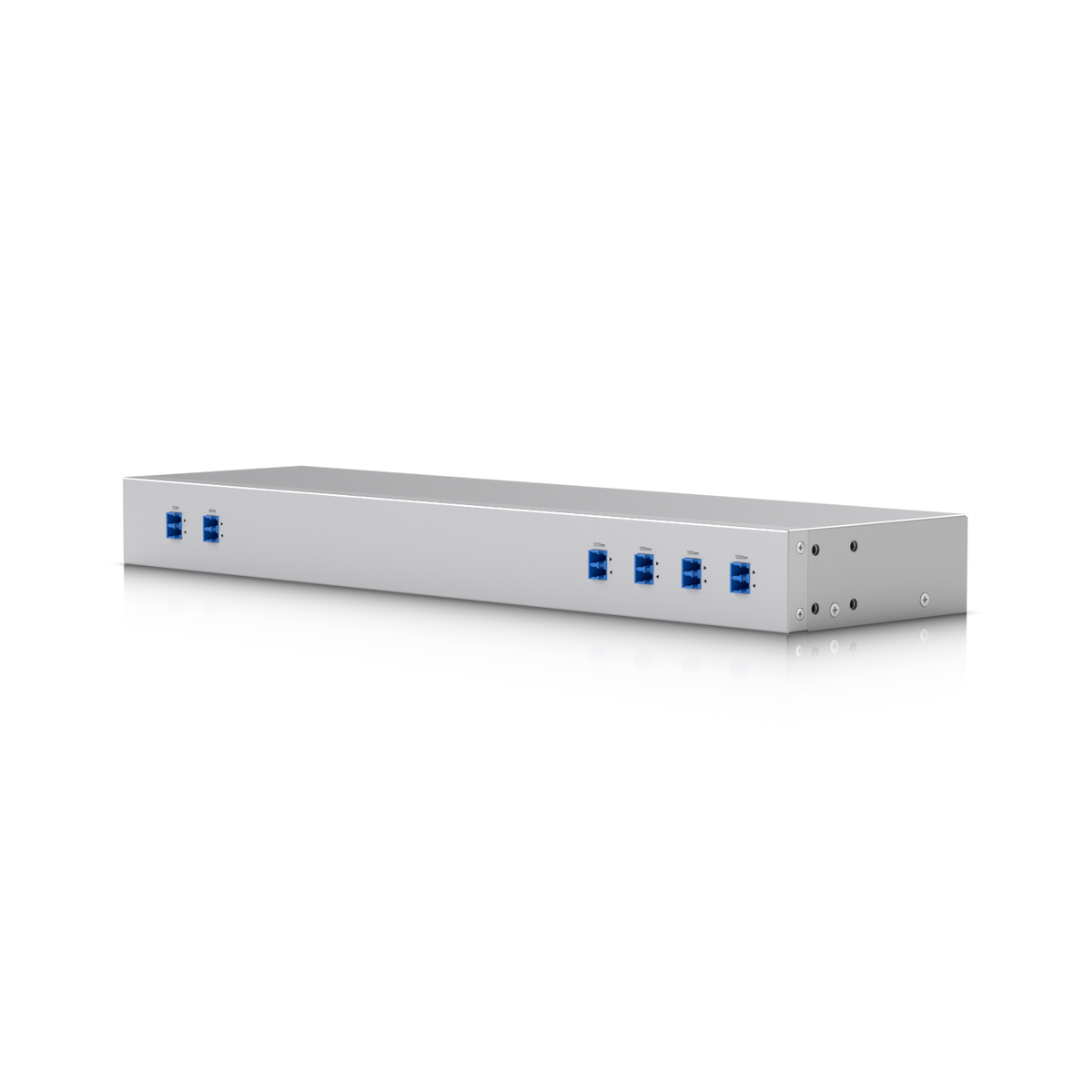 Ubiquiti CWDM Mux Demux 4 i vinkel med sex LC/UPC-anslutningar