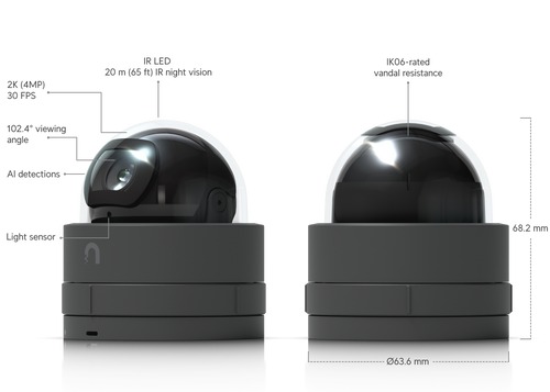 Ubiquiti UniFi Protect G5 Dome Ultra i svart färg