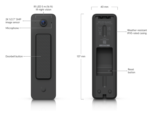 Ubiquiti UniFi Protect Doorbell Lite i svart färg