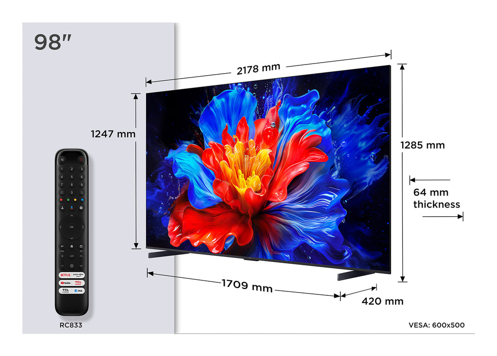 TCL P8K 98-tums QLED 4K 144 Hz Google TV