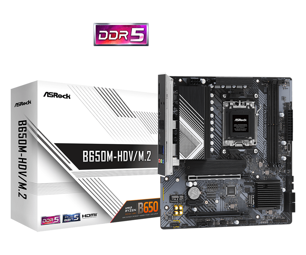 ASRock B650M-HDV/M.2 micro-ATX-moderkort för Socket AM5