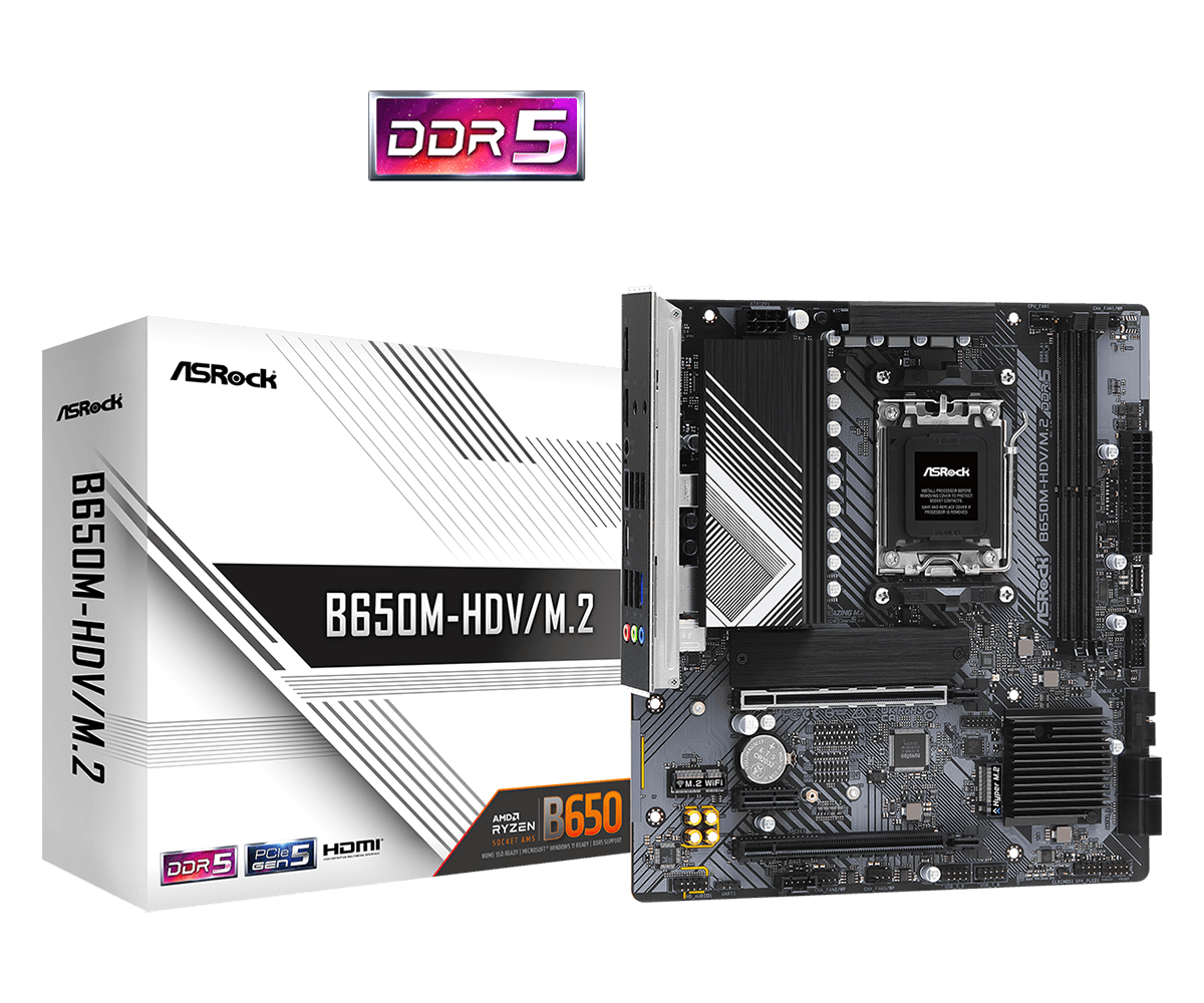 ASRock B650M-HDV/M.2 micro-ATX-moderkort för Socket AM5