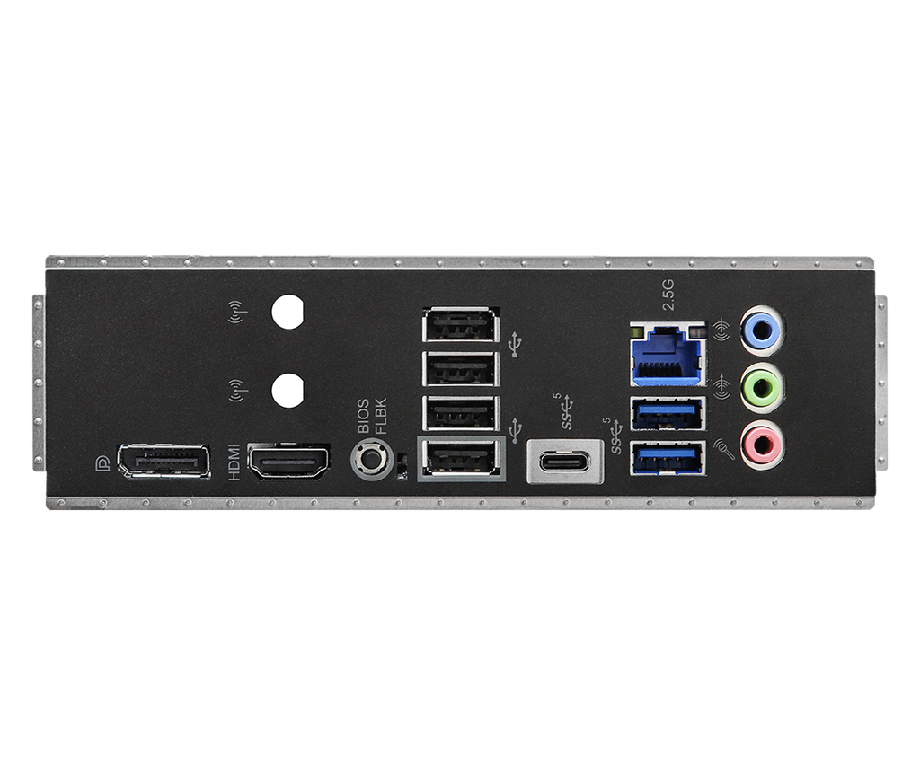 ASRock B650M-HDV/M.2 moderkort med anslutningar och expansionsplatser