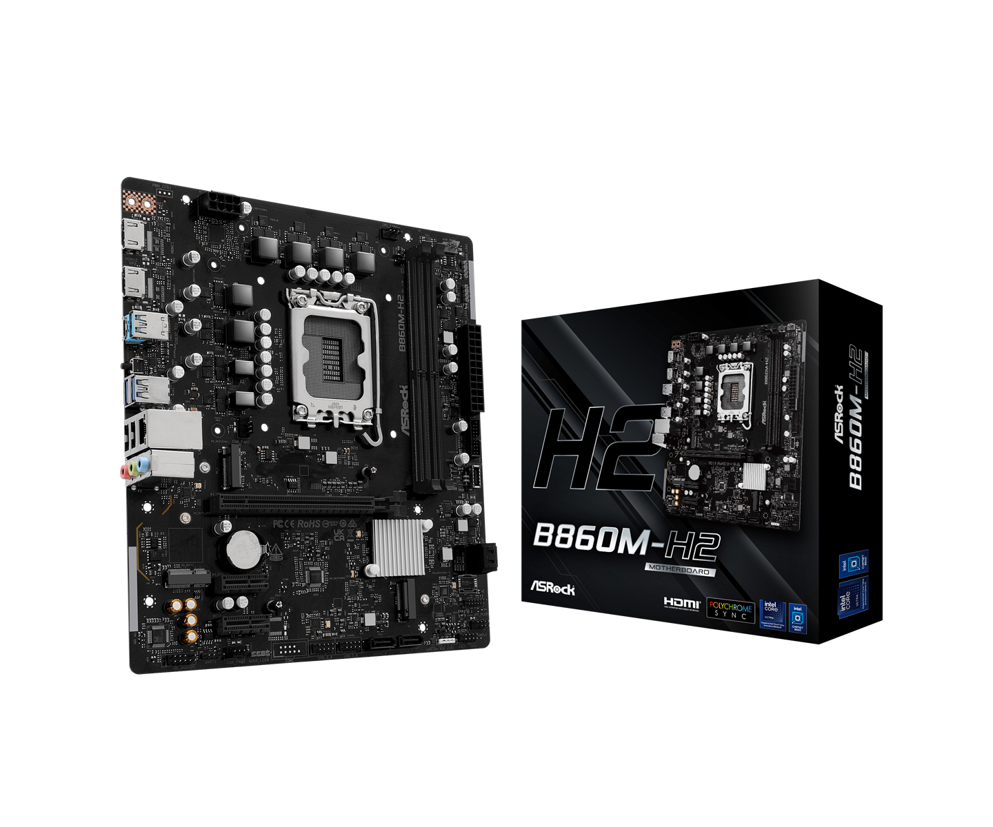 ASRock B860M-H2 micro-ATX-moderkort för Intel LGA1851