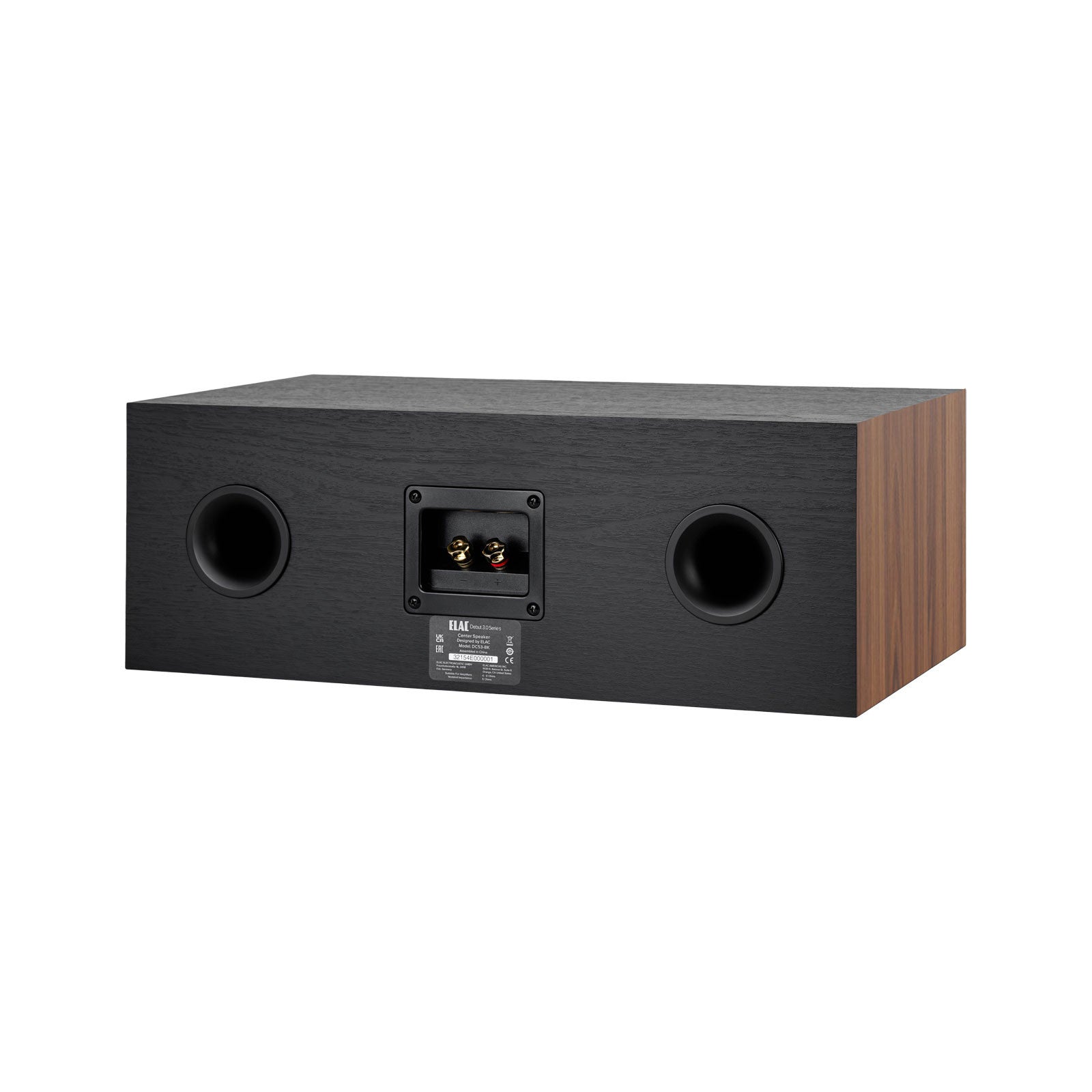 ELAC Debut C5.3 Walnut centerhögtalare bakifrån