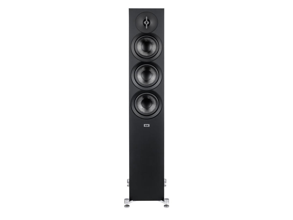 ELAC Debut F5.3 Black golvhögtalare framifrån utan frontskydd