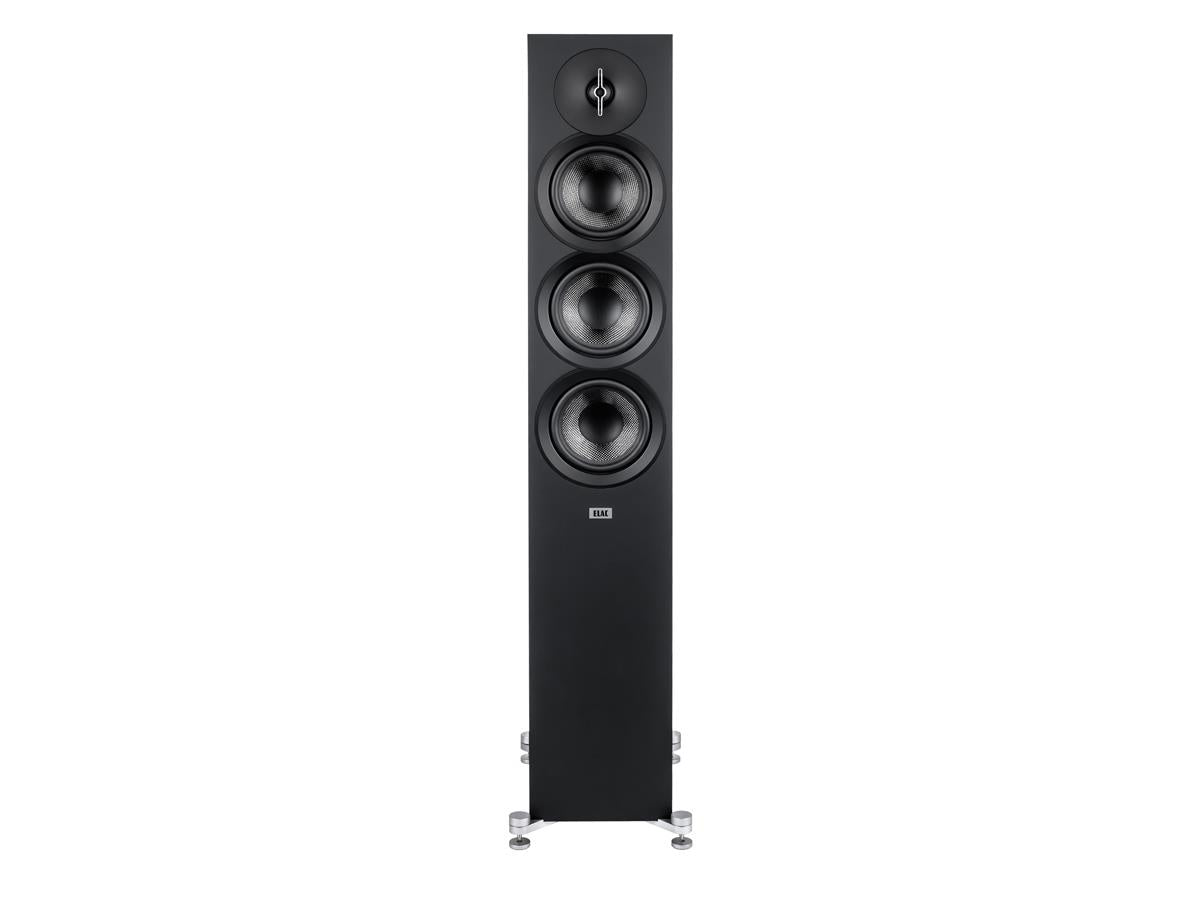 ELAC Debut F5.3 Black golvhögtalare framifrån utan frontskydd