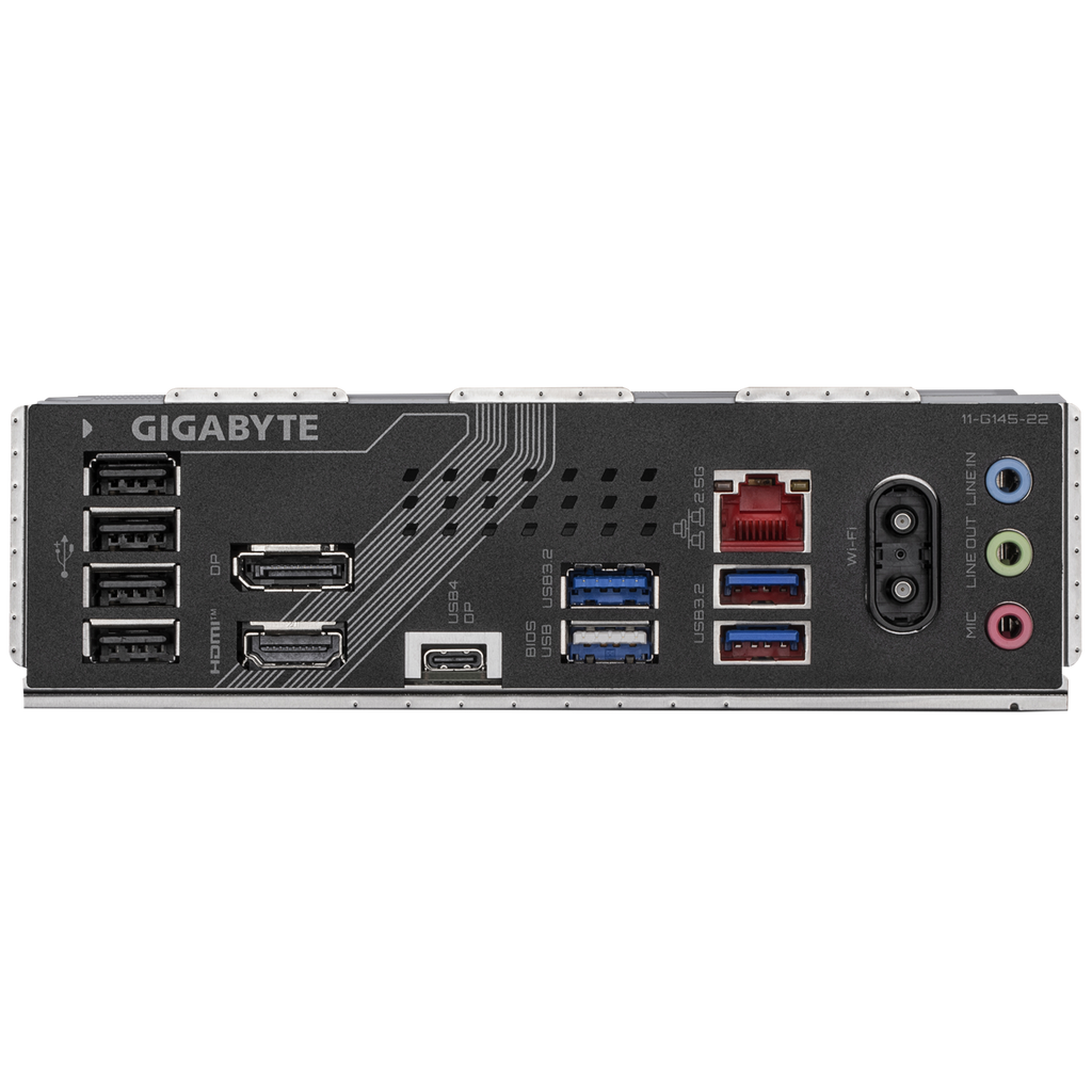 Gigabyte B860M Gaming X WiFi 6E med anslutningar och expansionsplatser