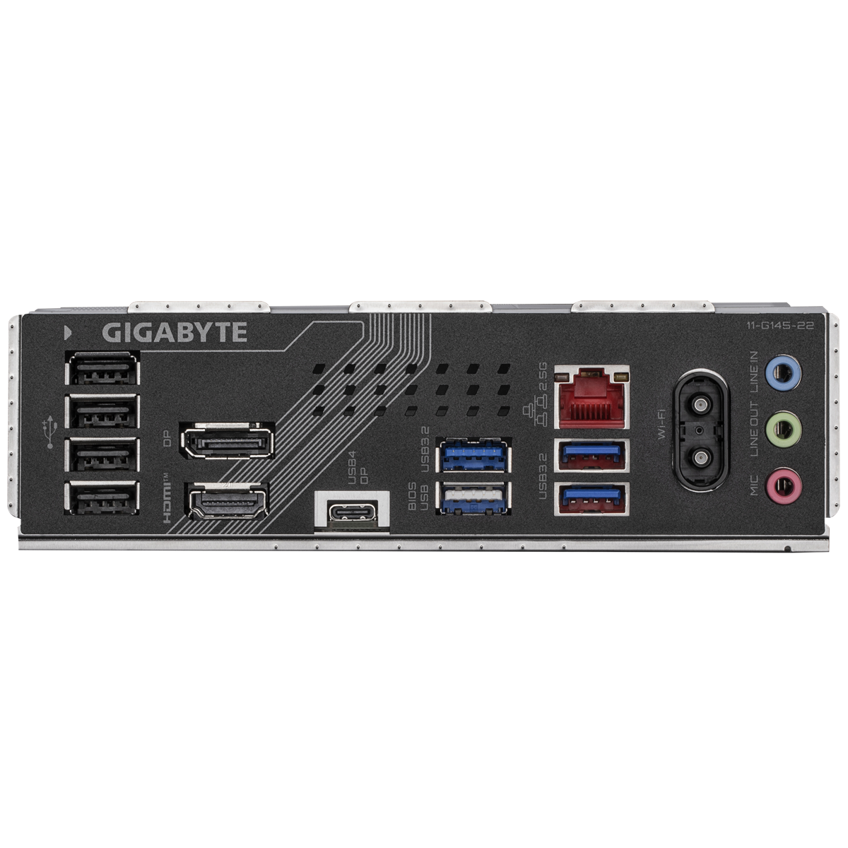 Gigabyte B860M Gaming X WiFi 6E med anslutningar och expansionsplatser