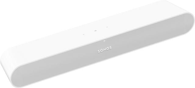 Sonos Ray i vitt sedd snett framifrån
