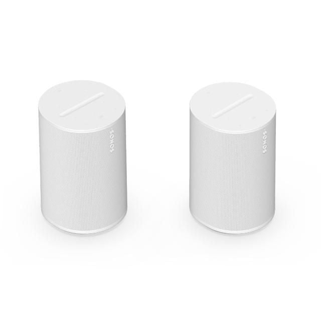 Ett par Sonos Era 100 Pro högtalare i vitt