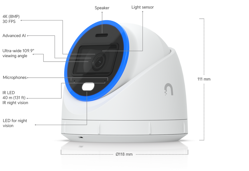 Ubiquiti UniFi AI Turret i vit färg