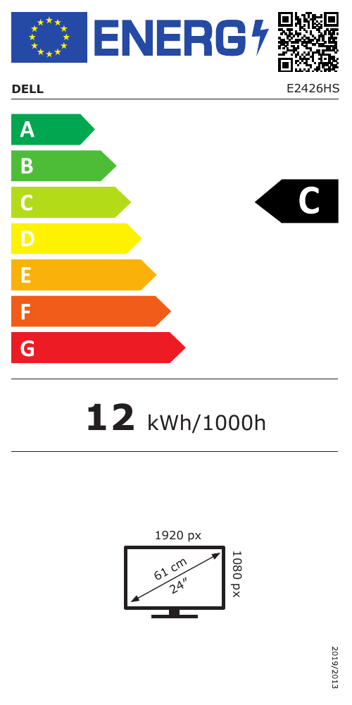 Energietikett E2426HS – klass C, EPREL 2624227