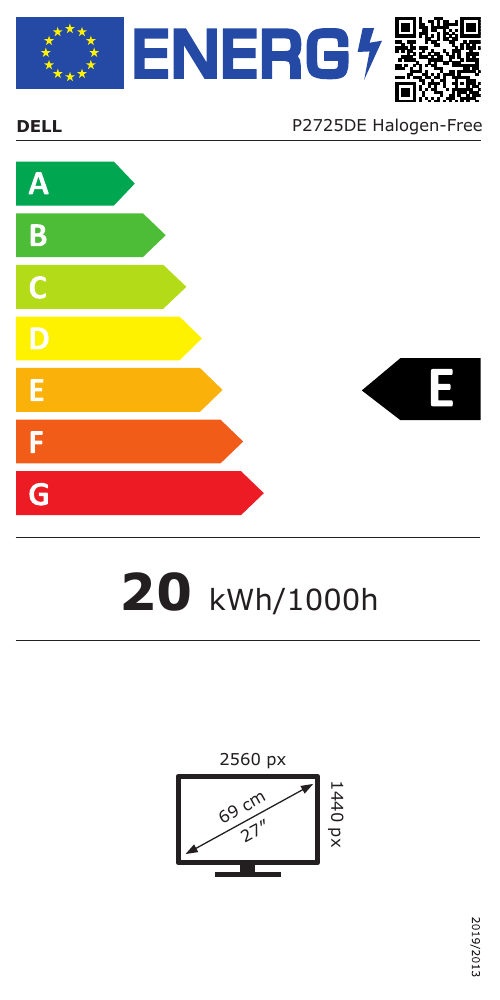 Energietikett P2725DEHF – klass E, EPREL 2284274