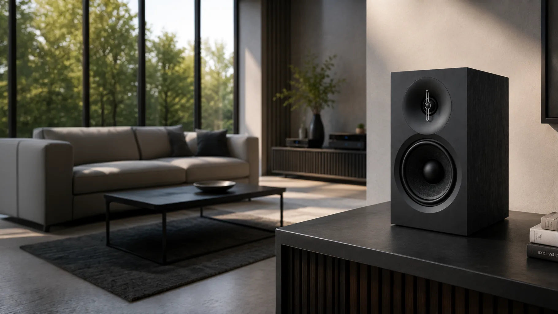 ELAC Debut B6.3 Black stativhögtalare framifrån utan frontskydd