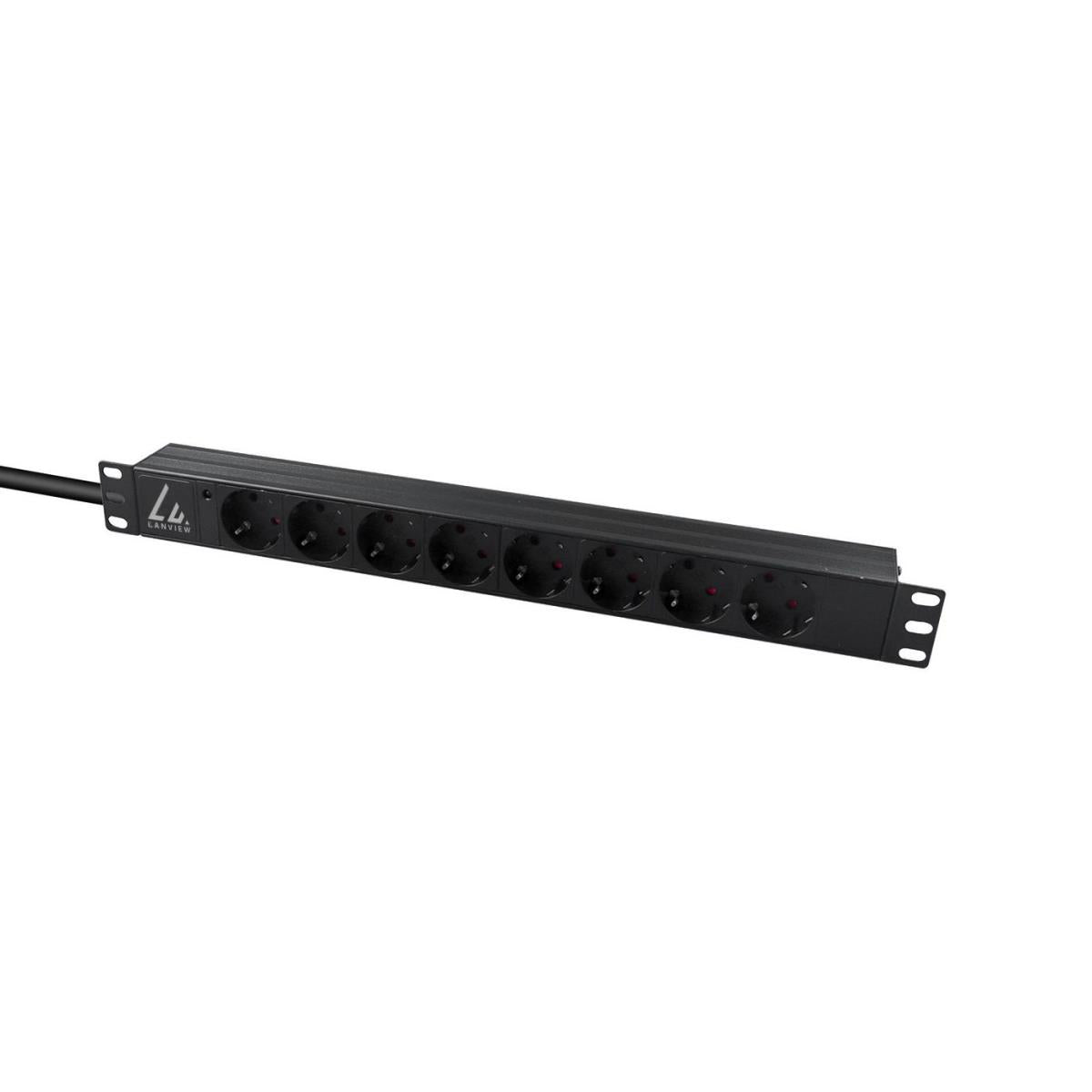 Lanview LVR-3MSCH-LIC-SCH8 detaljbild av rackmonterat grenuttag