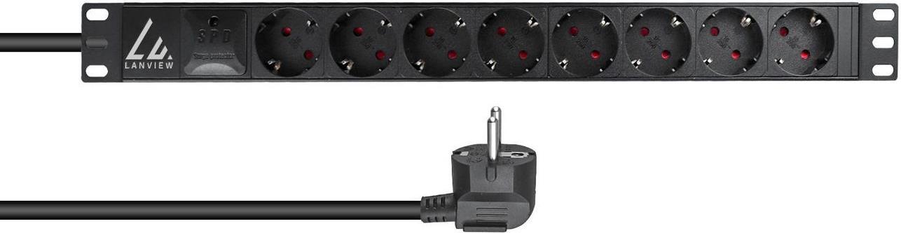 Lanview LVR-3MSCH-SPD-SCH8 rackmonterat grenuttag med överspänningsskydd