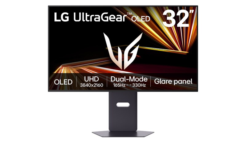 LG UltraGear 32GX850A-B 31,5-tums 4K OLED-gamingskärm framifrån