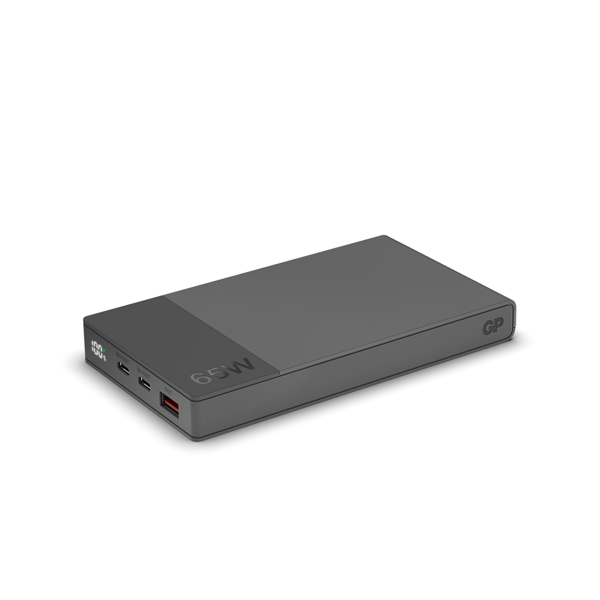 GP M3 20 000 mAh 65 W grå 405227, powerbank snett bakifrån