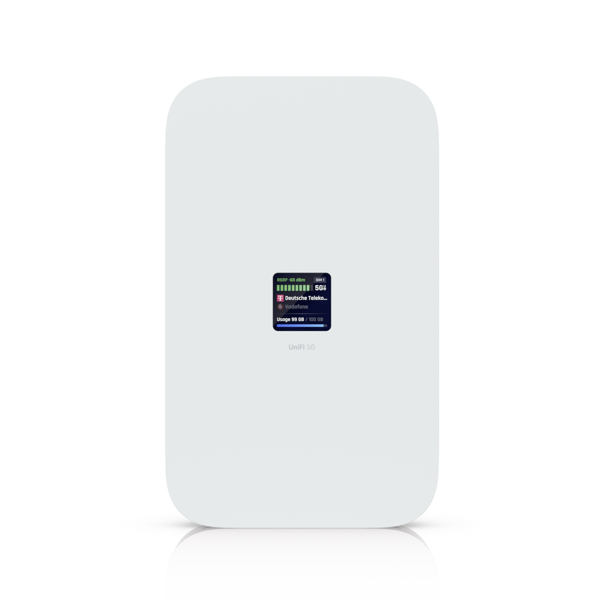 Ubiquiti UniFi 5G Max EU framifrån med 1,3-tums pekskärm