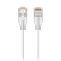 Ubiquiti Etherlighting Patch Cable – detalj av kabelns två genomskinliga RJ45-kontakter; längd och packantal väljs separat