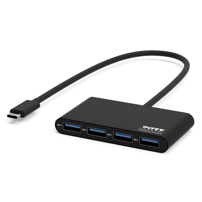 PORT Designs 900123 USB-C-hubb med fyra USB-A 3.0-portar