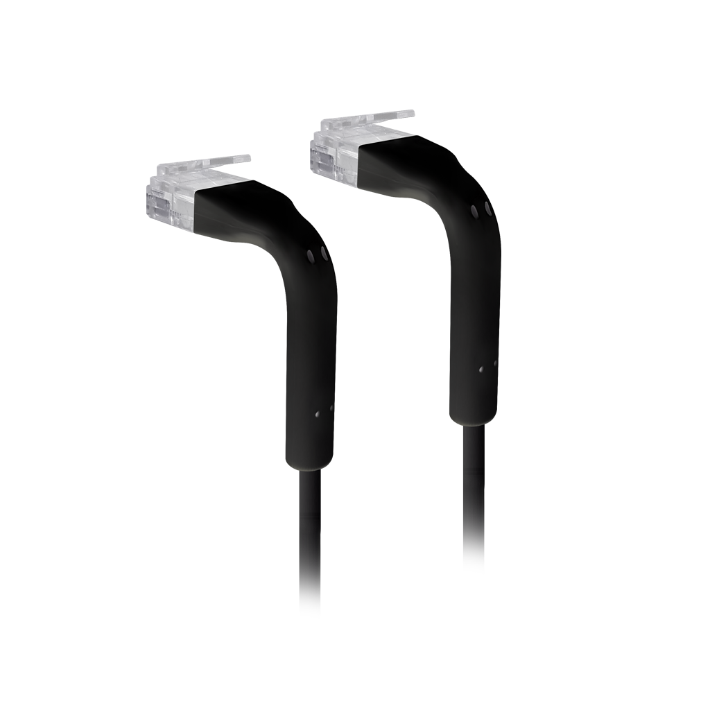 Ubiquiti UniFi Patch Cable (GbE), svart kabel med böjbara RJ45-skydd. Tillverkarens färgbild; längden väljs i produktalternativet.